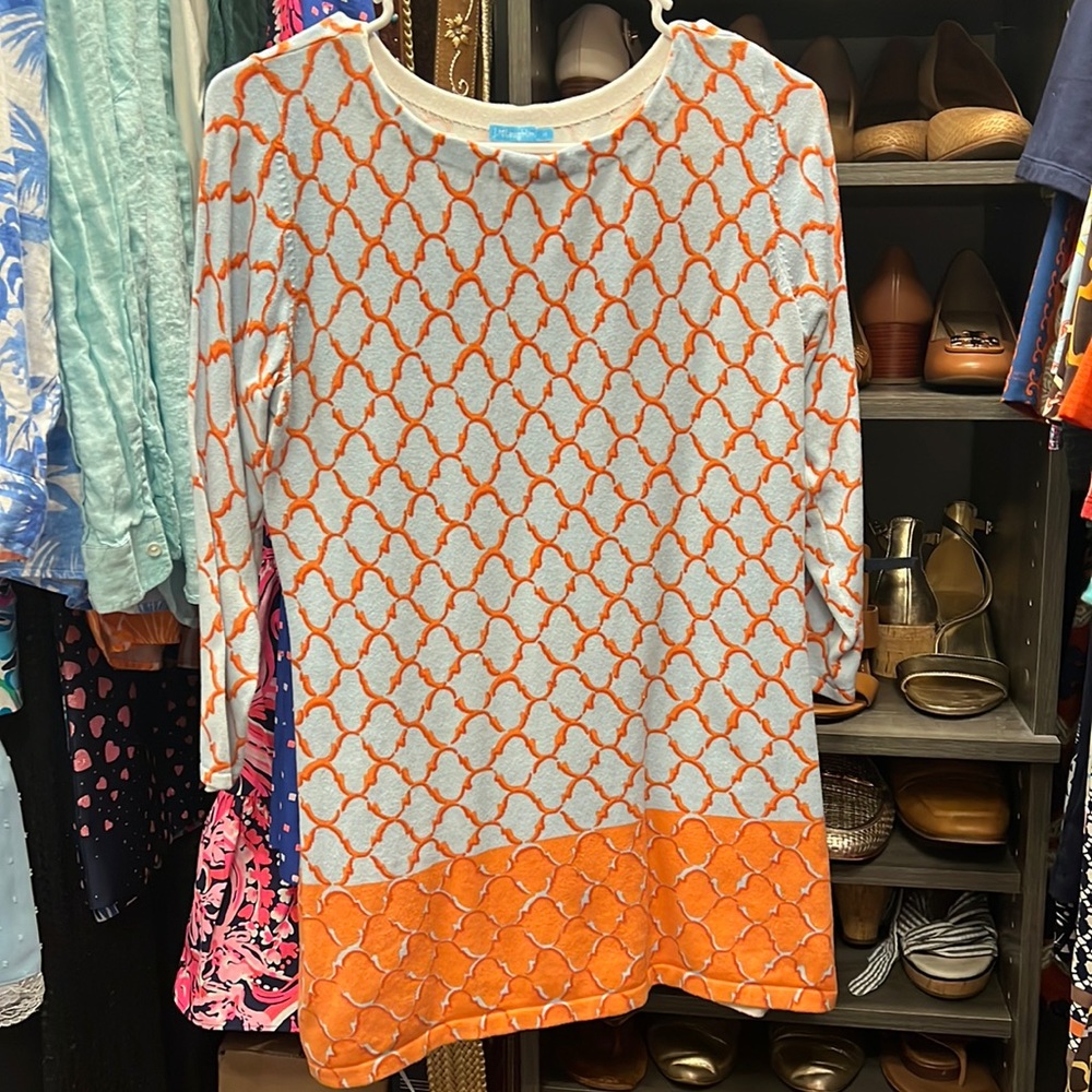 J MCLAUGHLIN ORANGE BLUE SWEATER